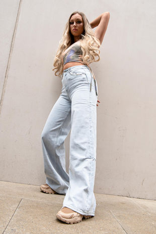 Light Denim High Rise Wide Leg Jeans