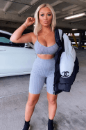 Grey rib crop strap top & cycling short