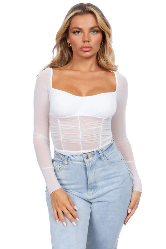 Sacred mesh long sleeve top