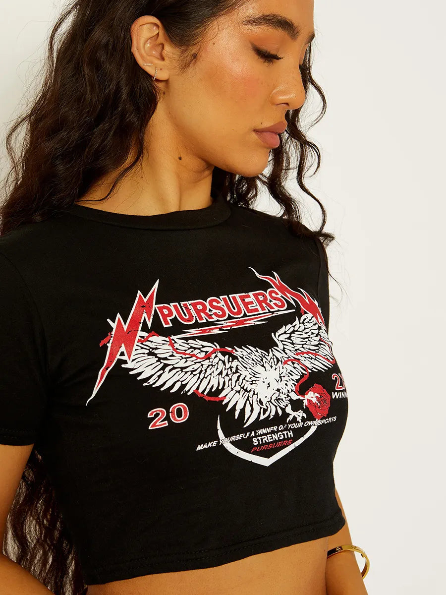 Pursuers Graphic Print Crop Top