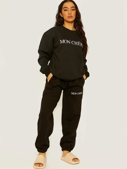 Embroidered Mon Cheri Fleece pants