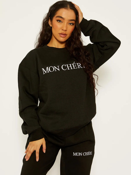 Embroidered Mon Cheri Fleece Sweater