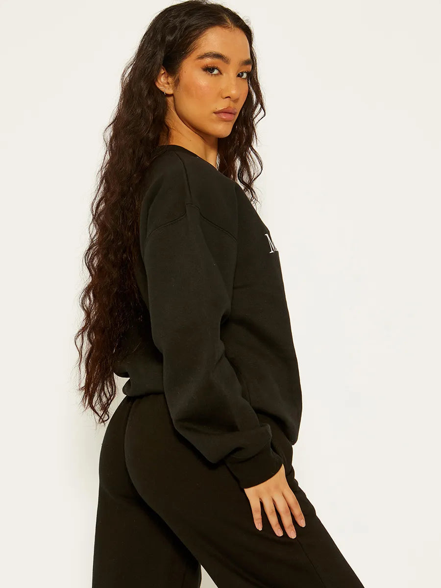 Embroidered Mon Cheri Fleece Sweater
