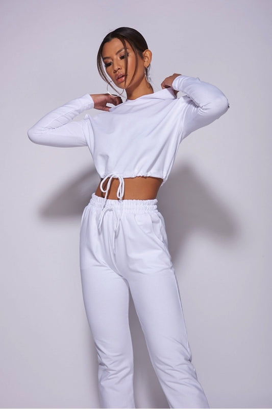 White cropped hoodie
